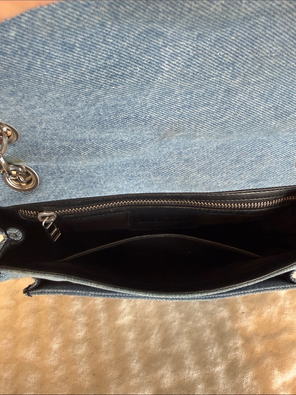 Zadig & Voltaire Light Blue Denim Shoulder Bag with Silver Chain - Picture 6 of 8